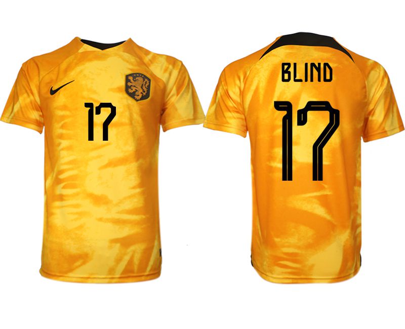 Men 2022 World Cup National Team Netherlands home aaa version yellow #17 Soccer Jersey->customized soccer jersey->Custom Jersey